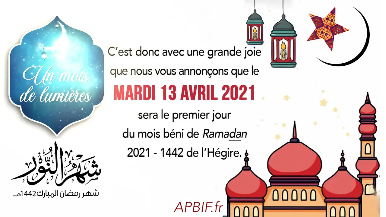 1er RAMADAN 2021 : Mardi 13 avril